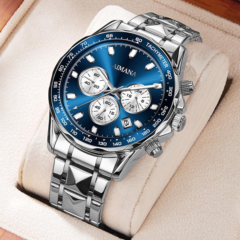 Swiss Luxury Men’s Mirror Watch – Waterproof Luminous Multifunction Quartz Chronograph