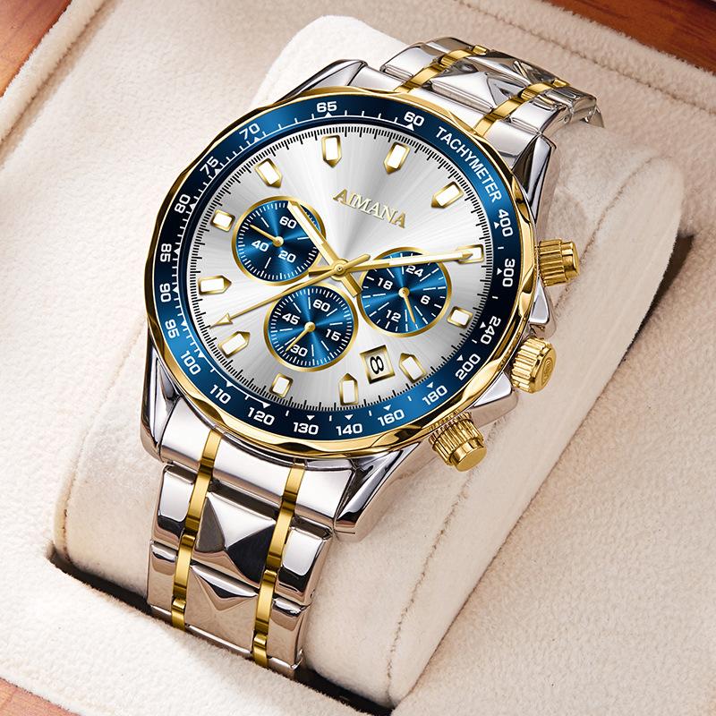 Swiss Luxury Men’s Mirror Watch – Waterproof Luminous Multifunction Quartz Chronograph