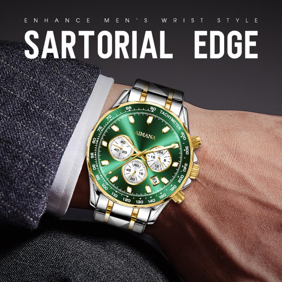 Swiss Luxury Men’s Mirror Watch – Waterproof Luminous Multifunction Quartz Chronograph