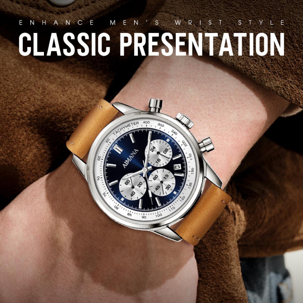 Swiss Luxury Men’s Multifunctional Quartz Watch – Waterproof, Luminous Leather Strap Design