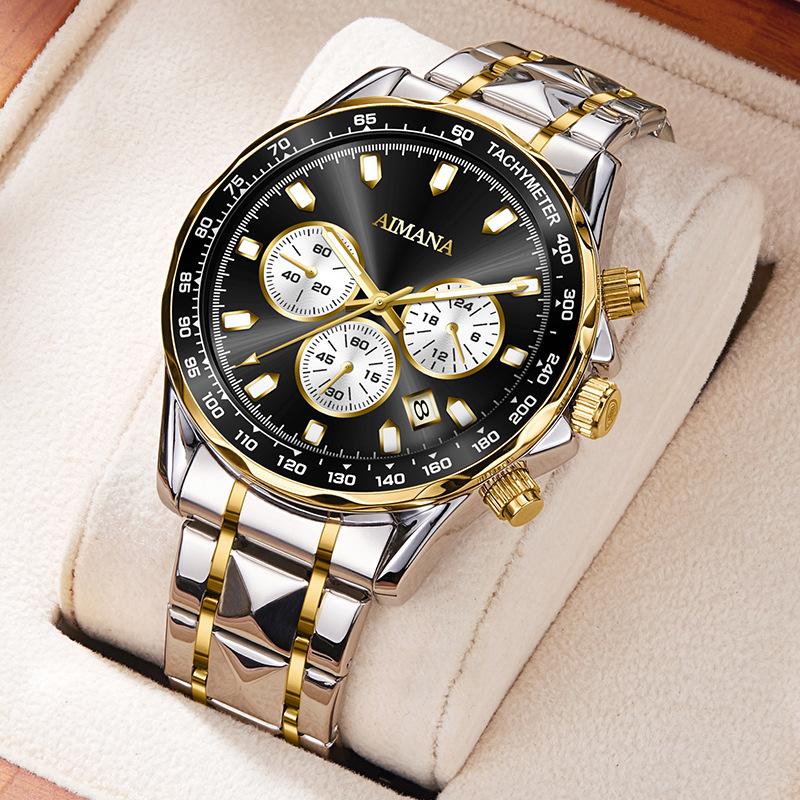 Swiss Luxury Men’s Mirror Watch – Waterproof Luminous Multifunction Quartz Chronograph