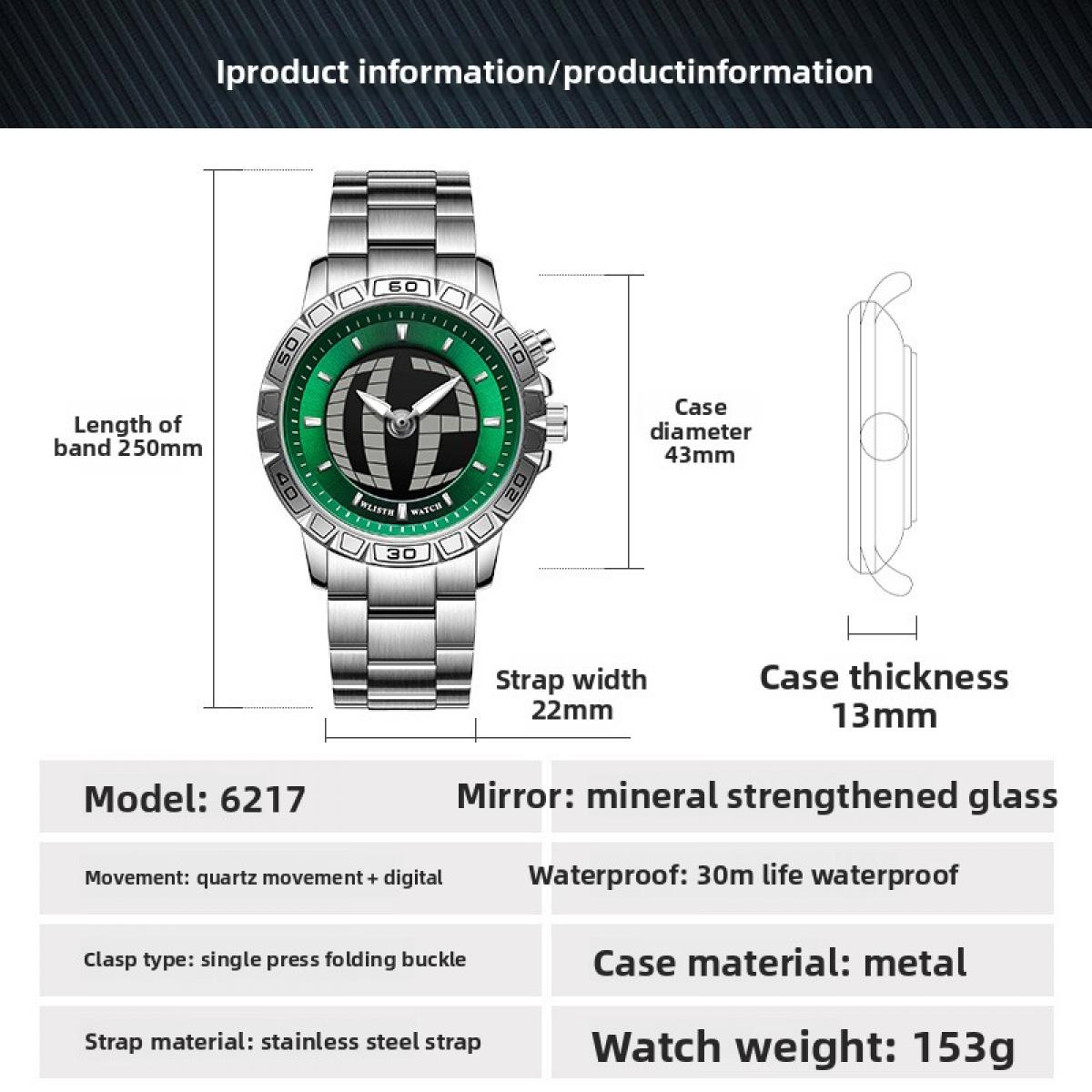 Retro Digital Dual Display Men’s Watch – Dual Movement with Countdown Timer & Quartz Precision