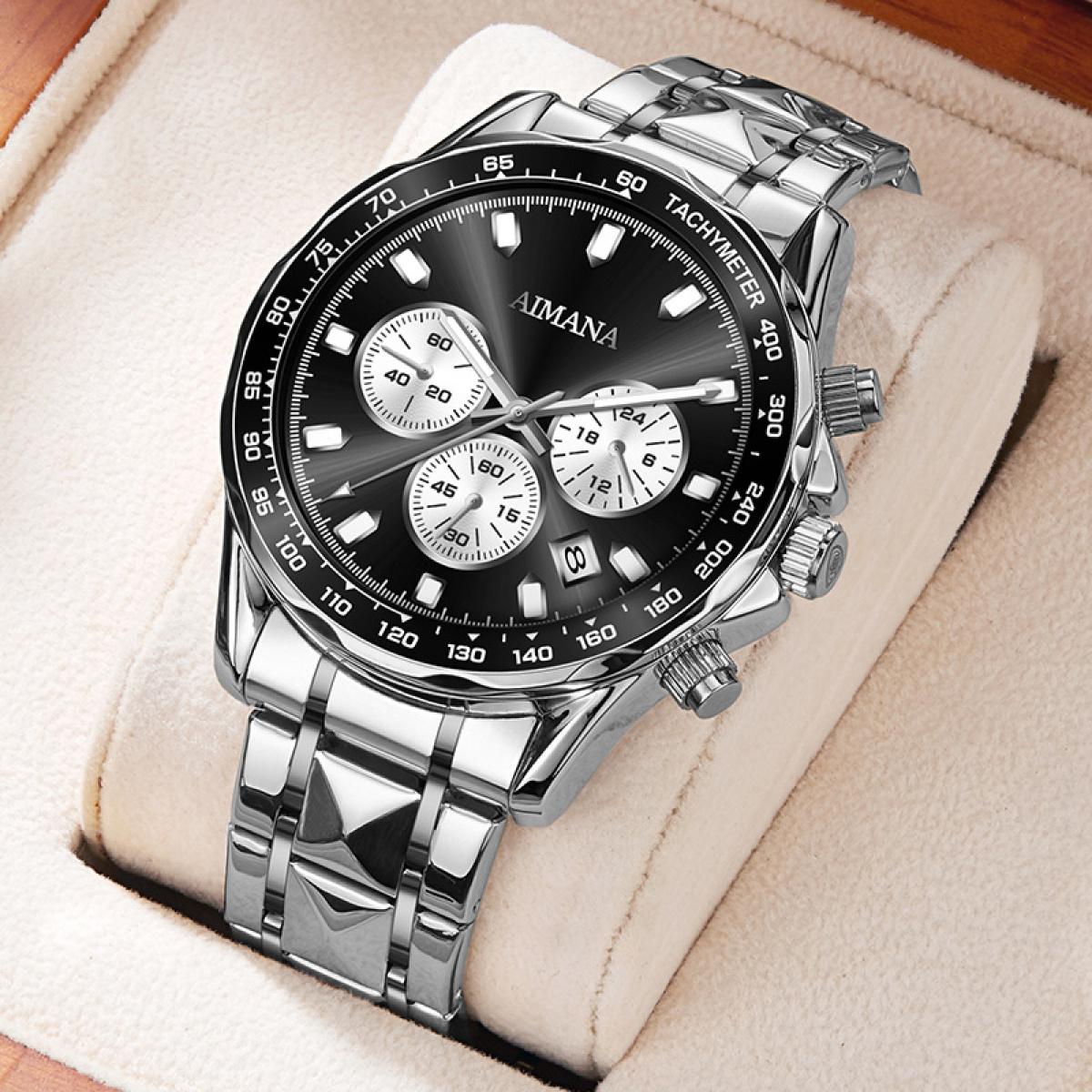 Swiss Luxury Men’s Mirror Watch – Waterproof Luminous Multifunction Quartz Chronograph