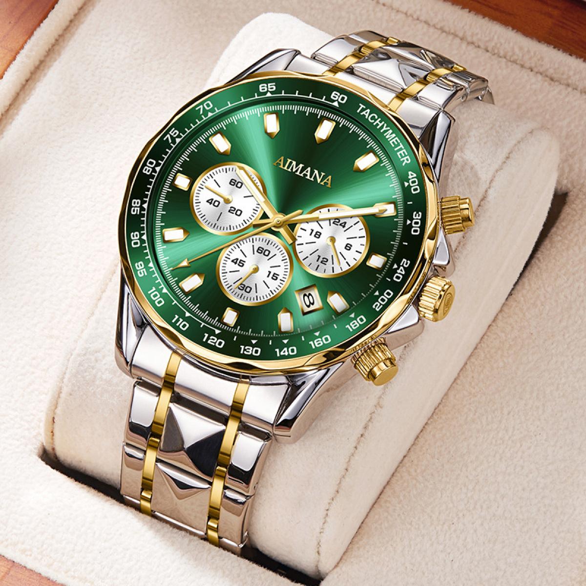 Swiss Luxury Men’s Mirror Watch – Waterproof Luminous Multifunction Quartz Chronograph