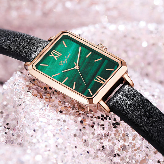 Small Green Square Malachite Texture Women's Watch