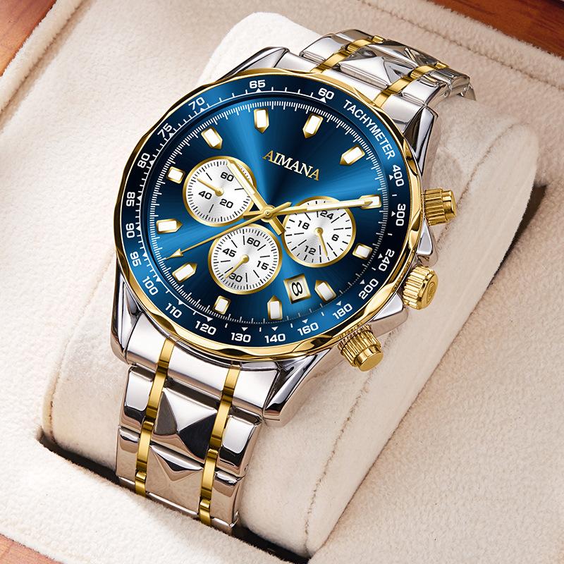 Swiss Luxury Men’s Mirror Watch – Waterproof Luminous Multifunction Quartz Chronograph