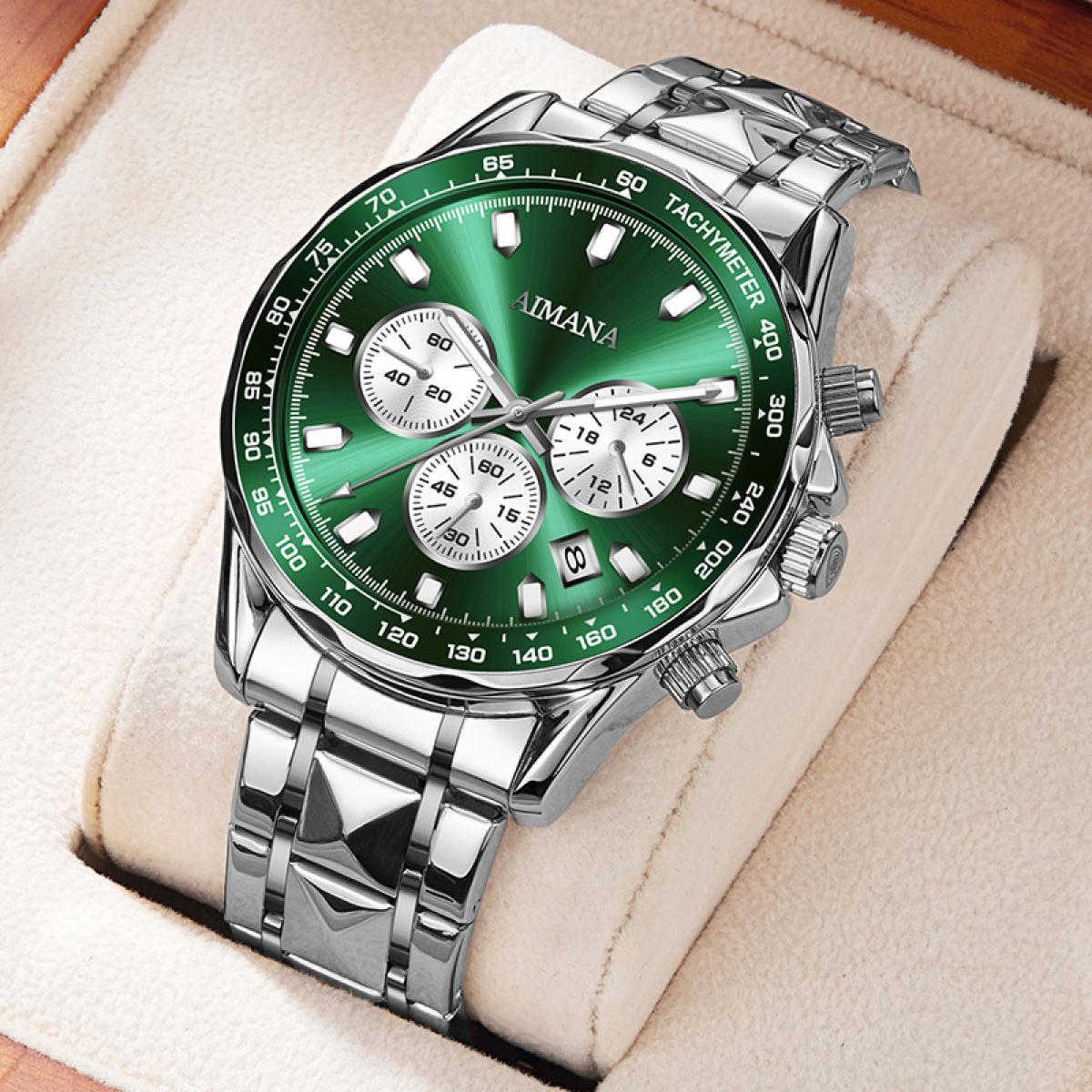 Swiss Luxury Men’s Mirror Watch – Waterproof Luminous Multifunction Quartz Chronograph