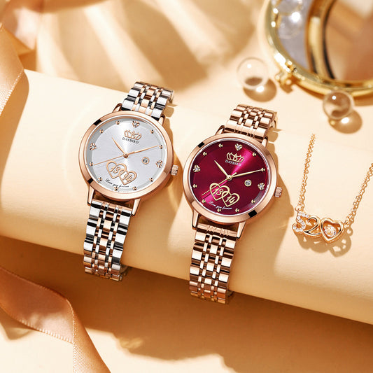 Valentine's Day Gift Lifetime 1314 Quartz Calendar Steel Band Women's Watch