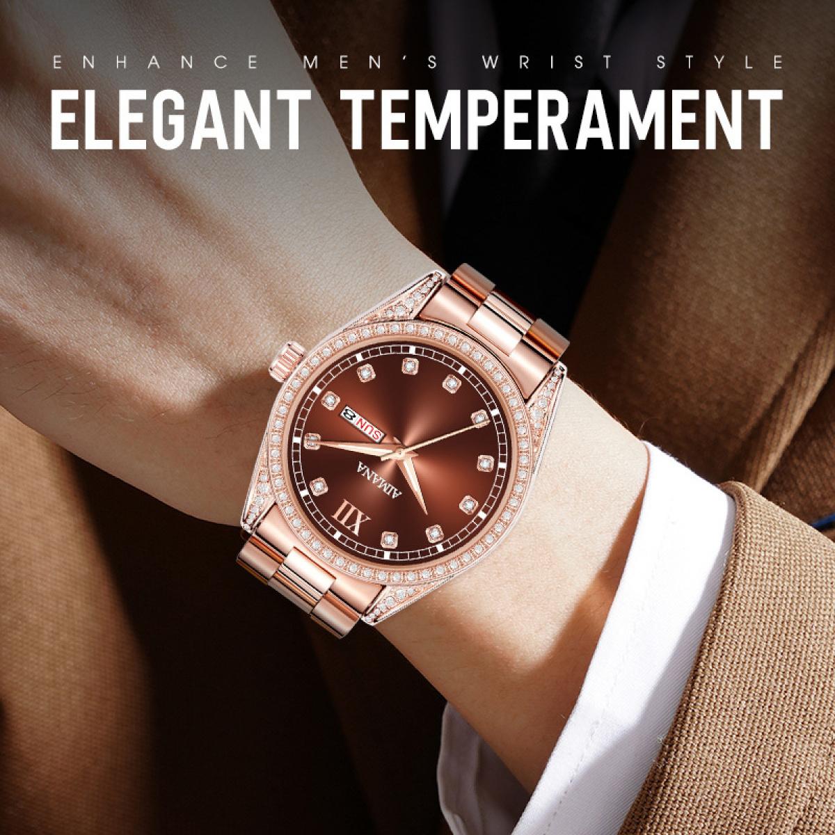 Swiss Luxury Men’s Waterproof Luminous Quartz Watch – Stainless Steel Strap, Modern Trendy Design