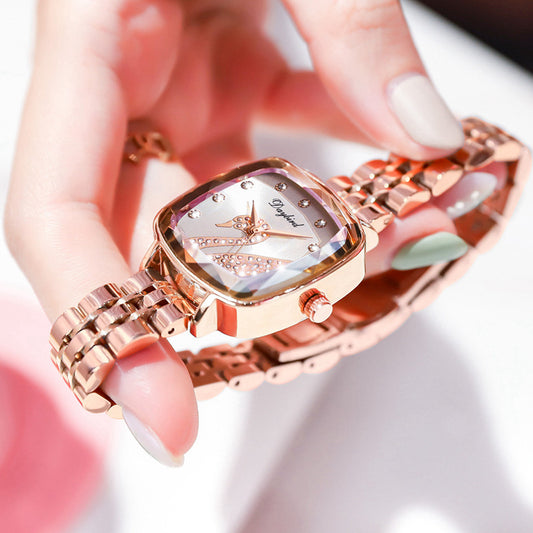 Little Swan Internet Celebrity Women's Watch Small Square Watch Steel Band Japanese Movement Waterproof Watch
