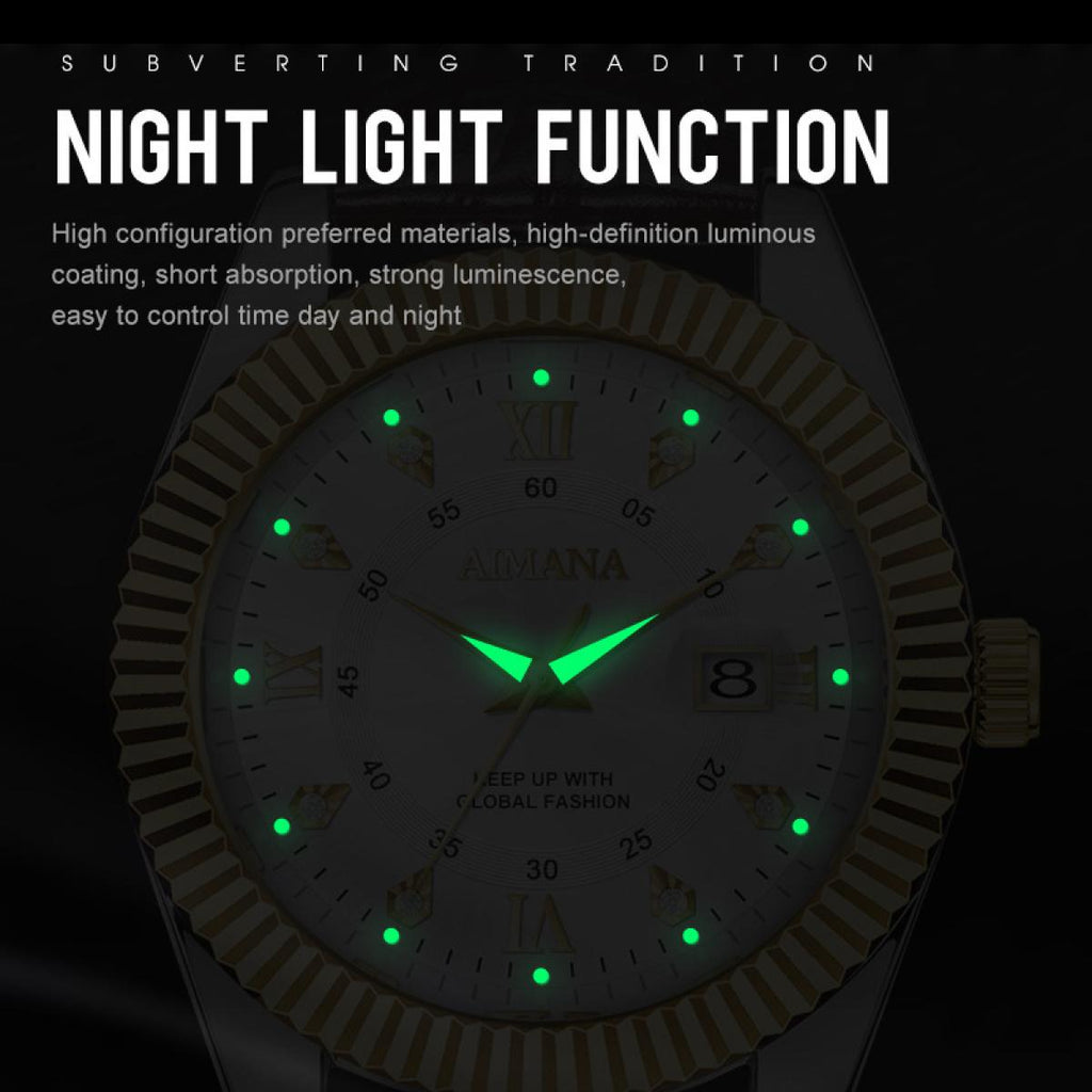 Swiss Luxury Men’s Quartz Business Watch – Leather Strap, Luminous Dial & Calendar Function