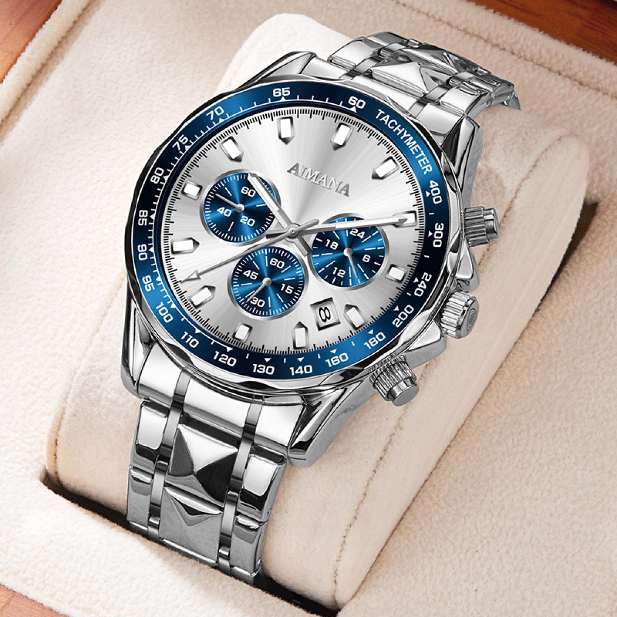 Swiss Luxury Men’s Mirror Watch – Waterproof Luminous Multifunction Quartz Chronograph