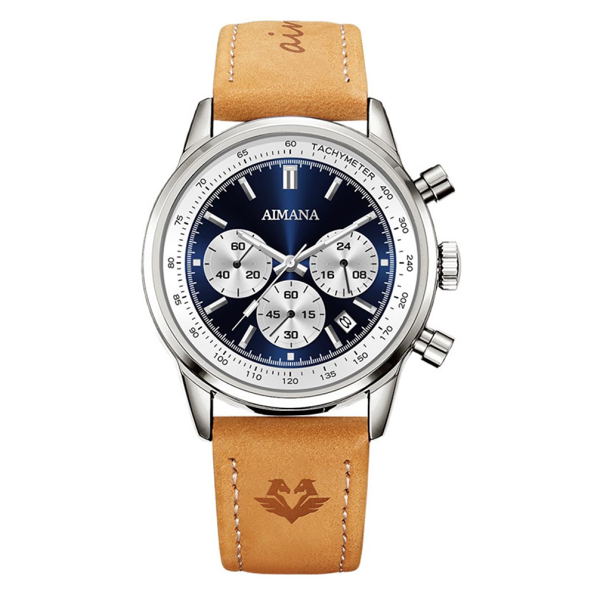 Swiss Luxury Men’s Multifunctional Quartz Watch – Waterproof, Luminous Leather Strap Design